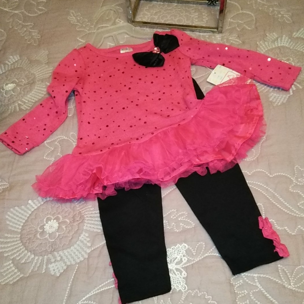 Pink Ruffled💞 Sparkling❤️ Leggings Set